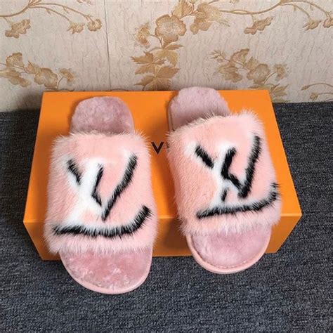 fur louis vuitton slides